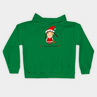 Excited rugdoll in santa costume, feeling excited for the Holiday Kids Hoodie